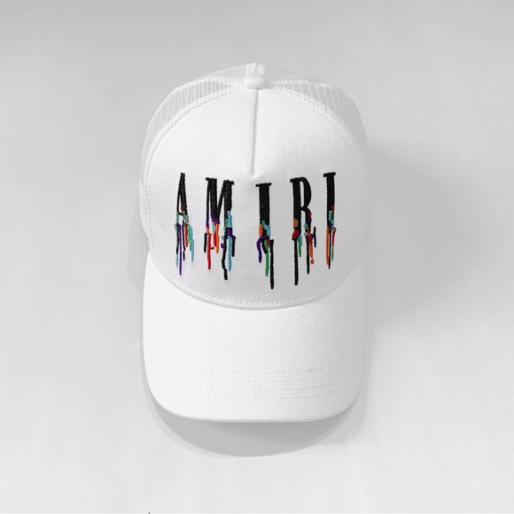 AMIRI White Trucker Hat with Multicolor Logo - Picture 1 of 7